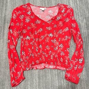 Mudd Red Floral Women's Blouse
